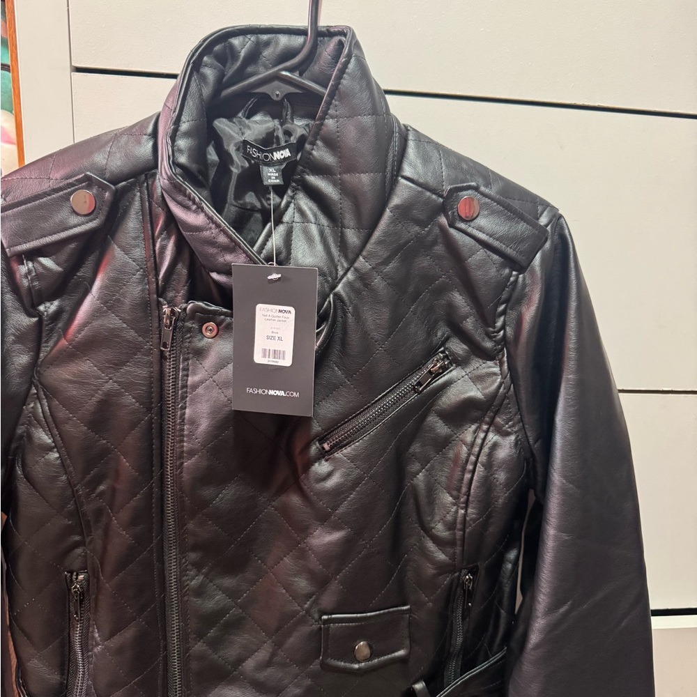 Fashion Nova Quilted Black Moto Jacket